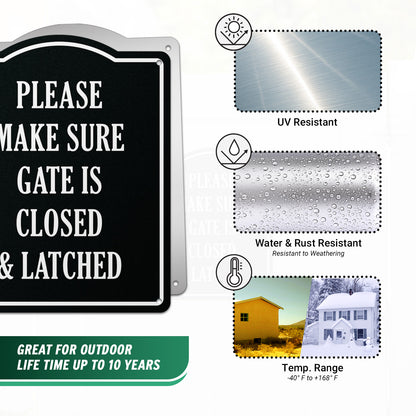 8 x 10in Caution Sign: Please Make Sure Gate is Closed & Latched
