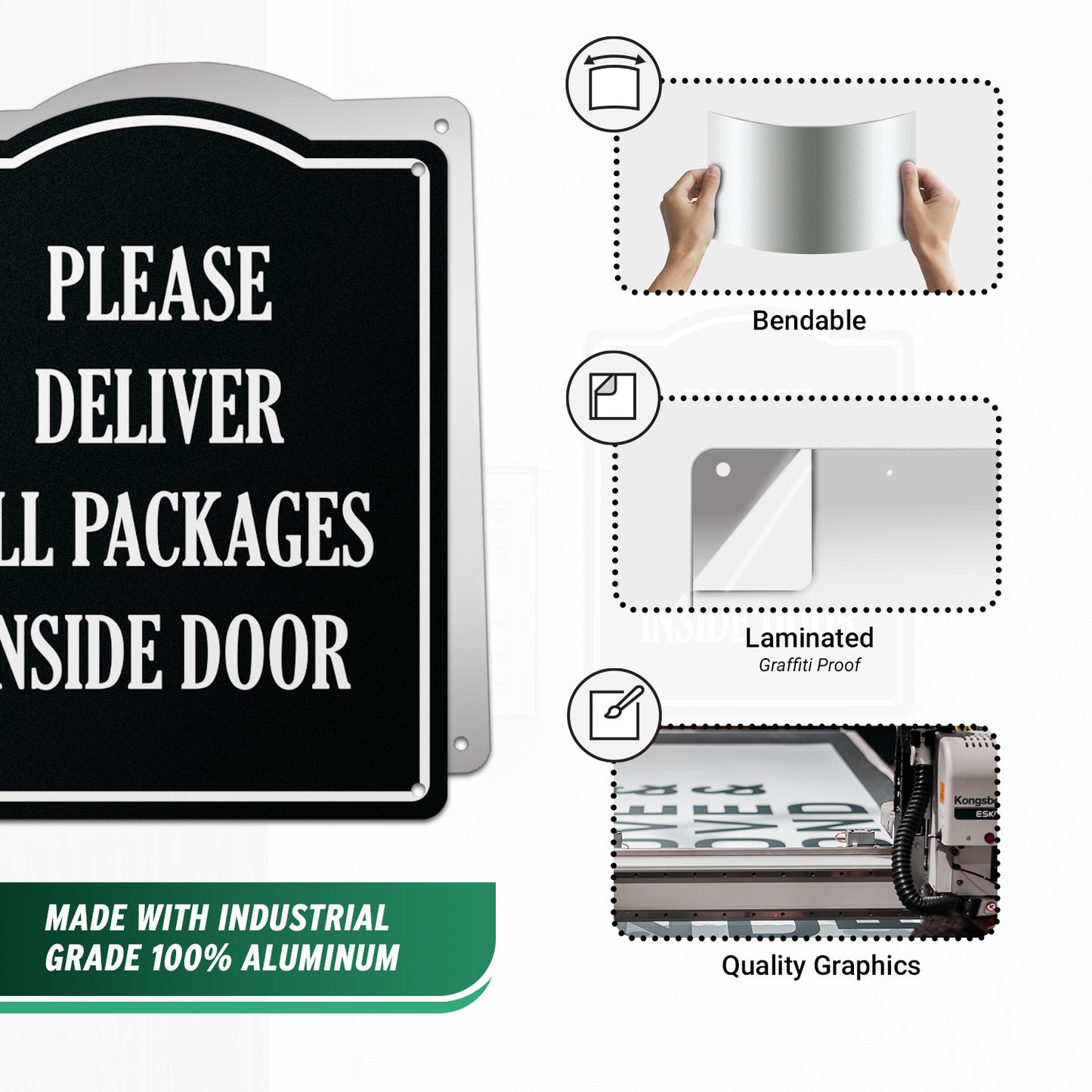 8 x 10in Mail Sign: Please Deliver All Packages to Inside Door