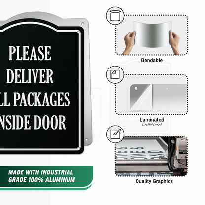 8 x 10in Mail Sign: Please Deliver All Packages to Inside Door