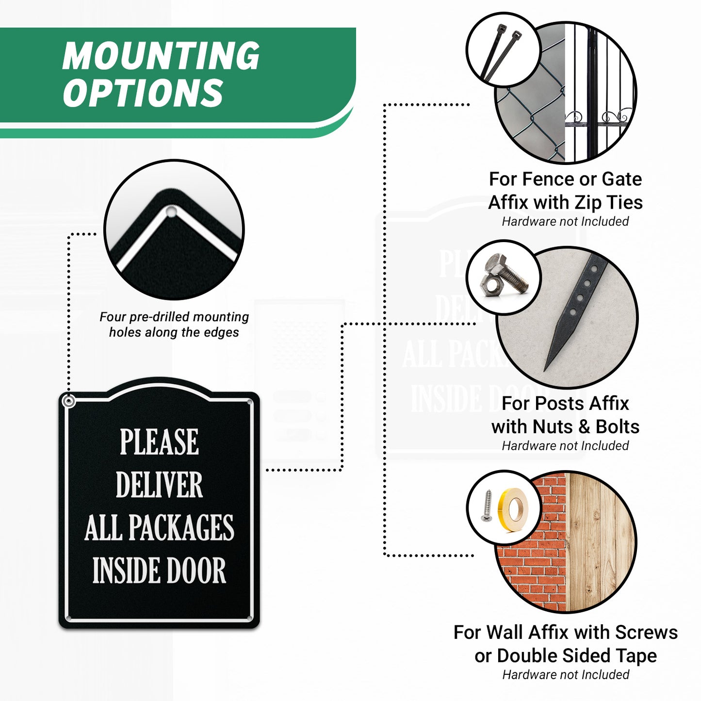 8 x 10in Mail Sign: Please Deliver All Packages to Inside Door