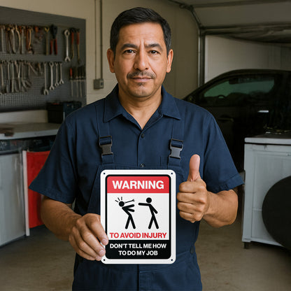 8 x 10in Aluminum Sign: Warning Don't Tell Me How to Do My Job