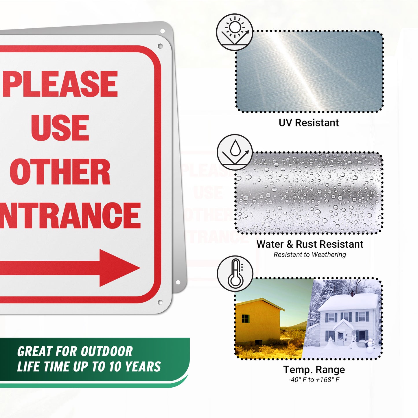 8 x 10in Aluminum Sign: Please Use Other Entrance (Right)