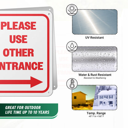 8 x 10in Aluminum Sign: Please Use Other Entrance (Right)