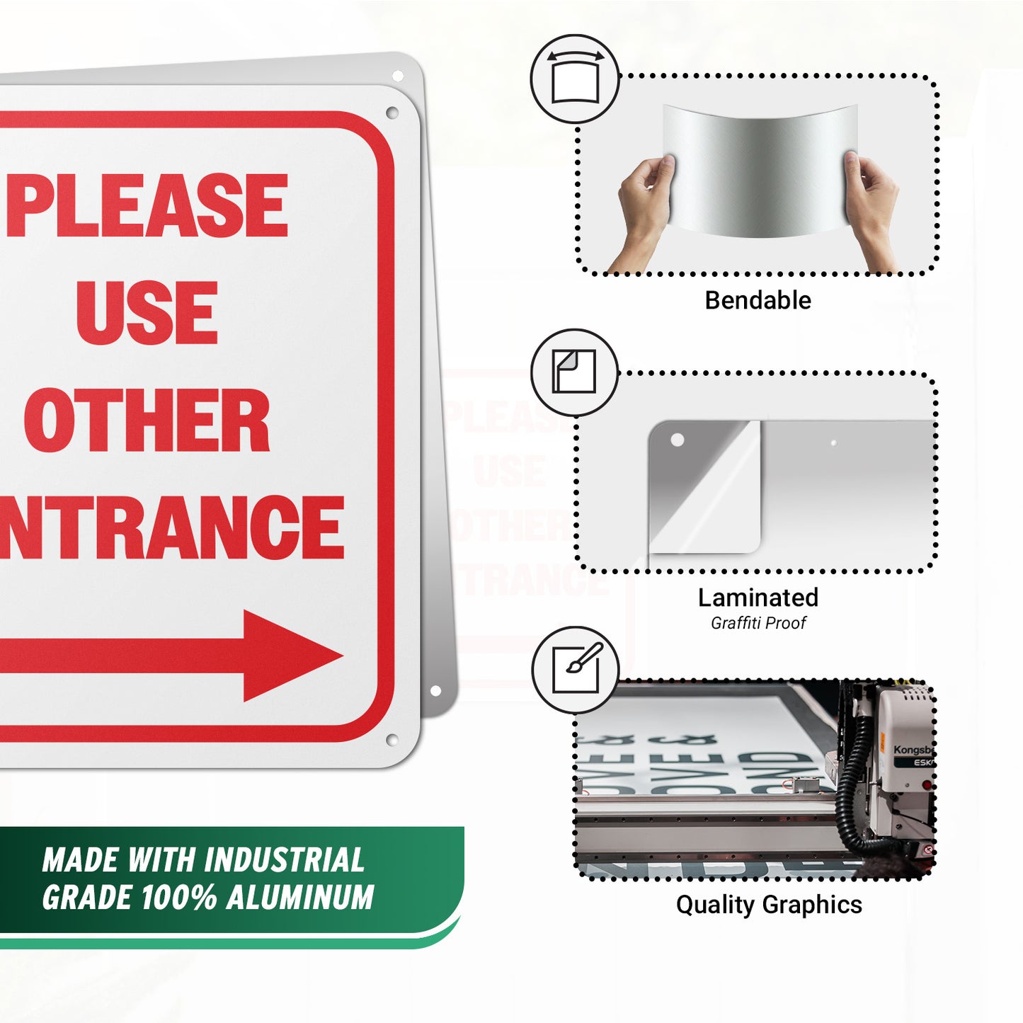8 x 10in Aluminum Sign: Please Use Other Entrance (Right)