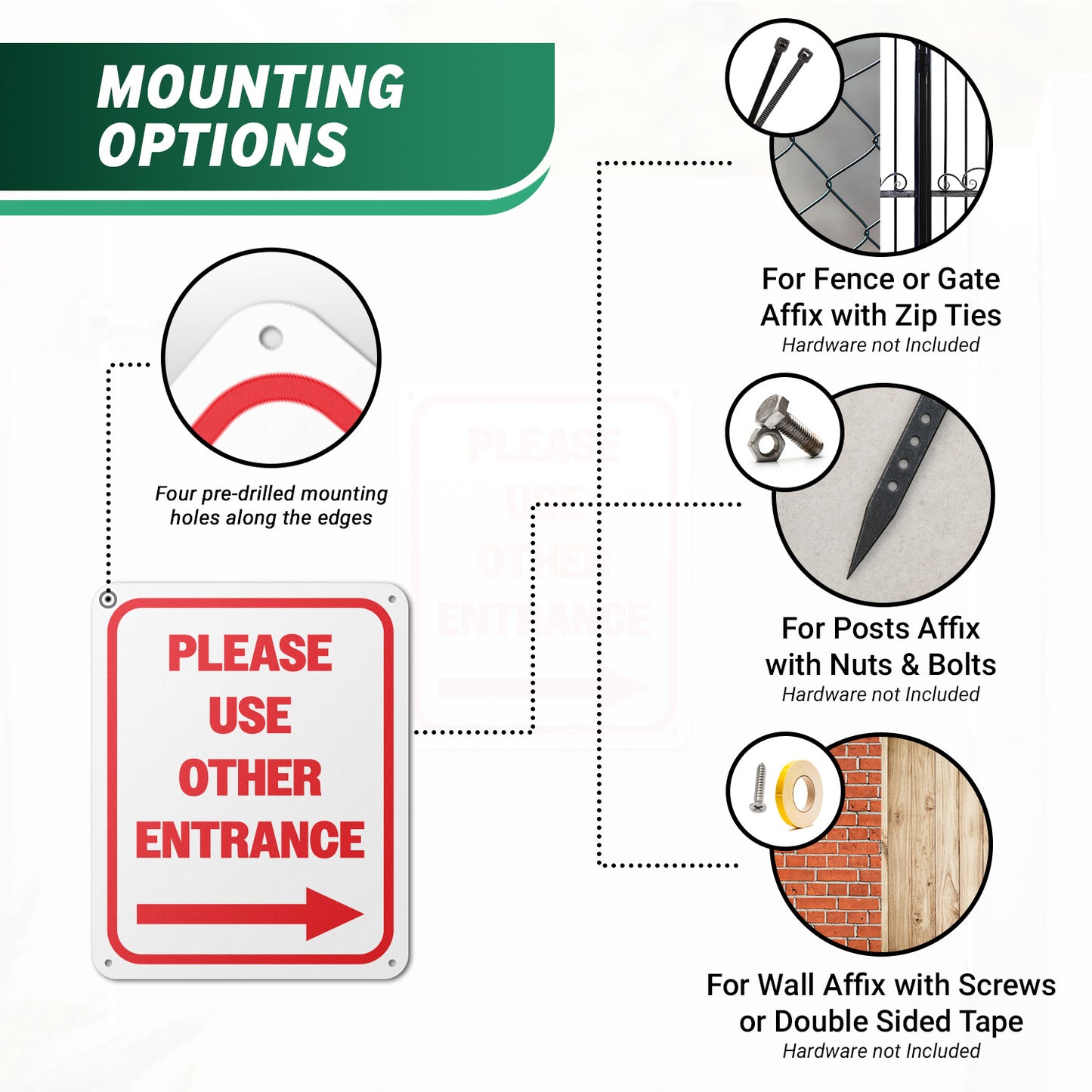 8 x 10in Aluminum Sign: Please Use Other Entrance (Right)