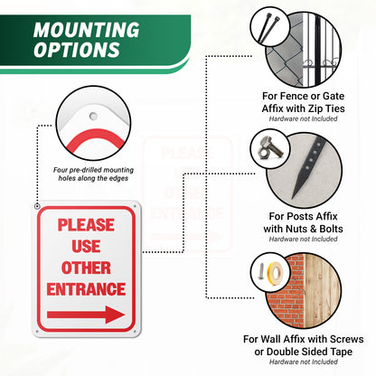 8 x 10in Aluminum Sign: Please Use Other Entrance (Right)