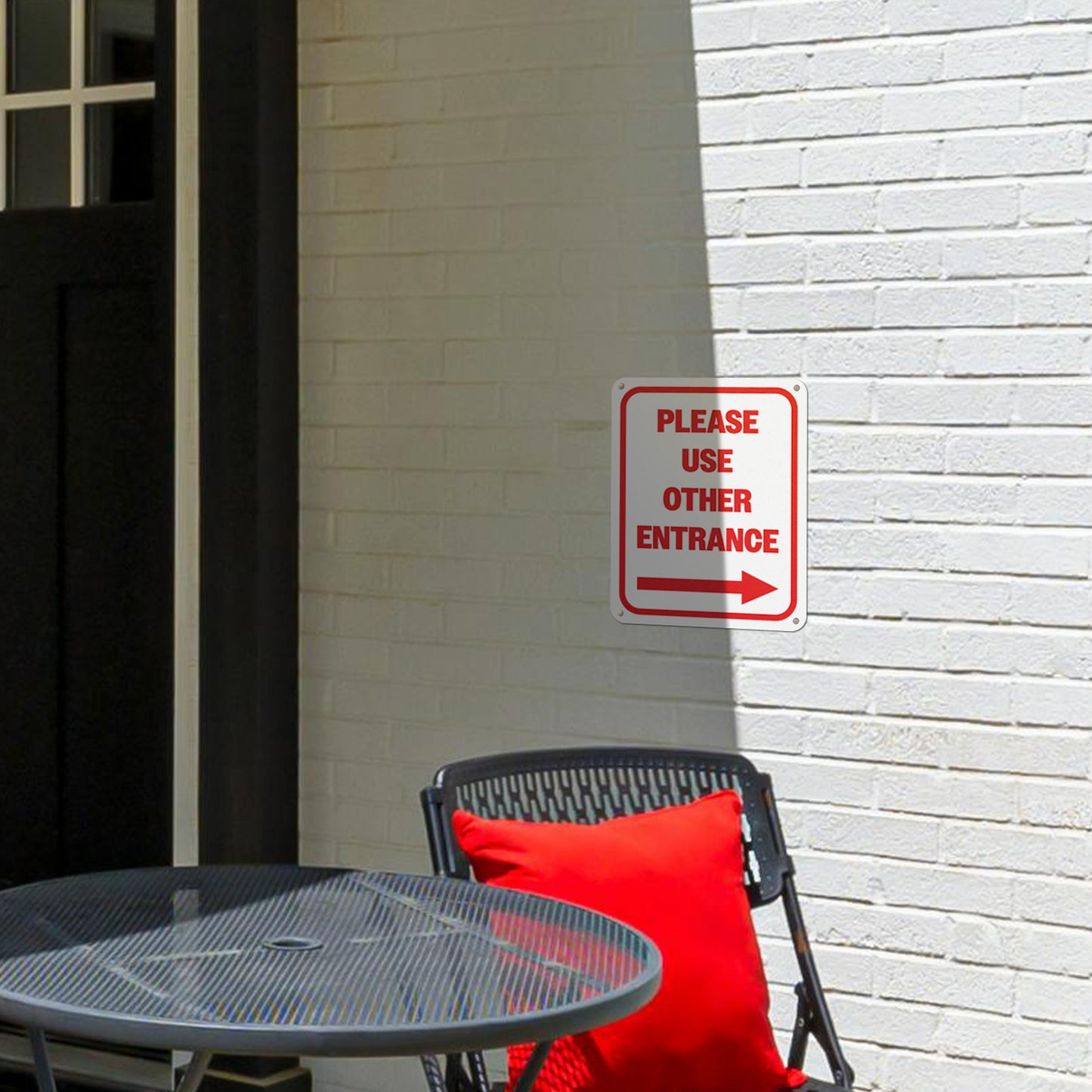 8 x 10in Aluminum Sign: Please Use Other Entrance (Right)