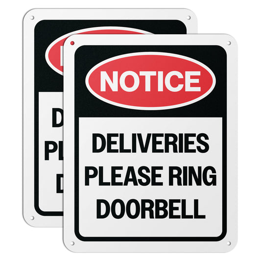 8 x 10in Aluminum Sign: Notice Please Ring Doorbell
