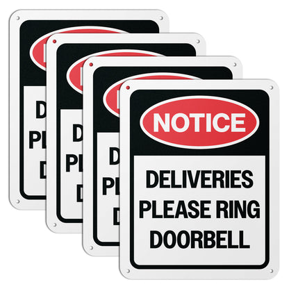 8 x 10in Aluminum Sign: Notice Please Ring Doorbell