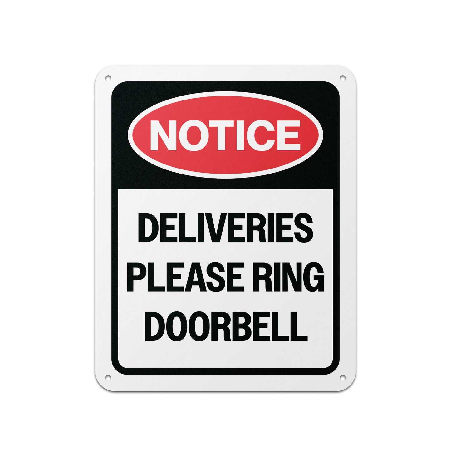8 x 10in Aluminum Sign: Notice Please Ring Doorbell