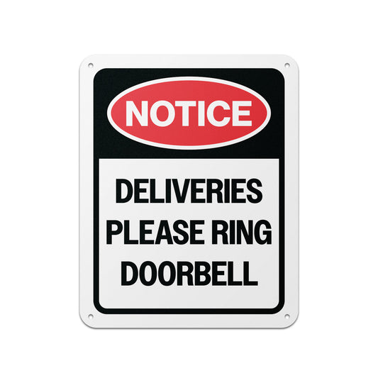 8 x 10in Aluminum Sign: Notice Please Ring Doorbell