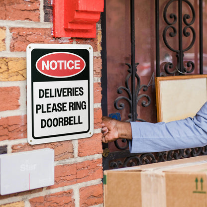8 x 10in Aluminum Sign: Notice Please Ring Doorbell
