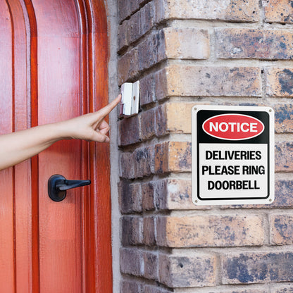 8 x 10in Aluminum Sign: Notice Please Ring Doorbell