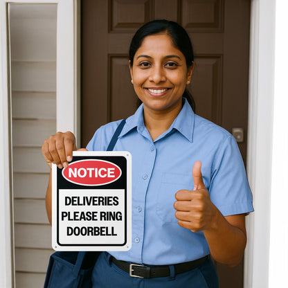 8 x 10in Aluminum Sign: Notice Please Ring Doorbell