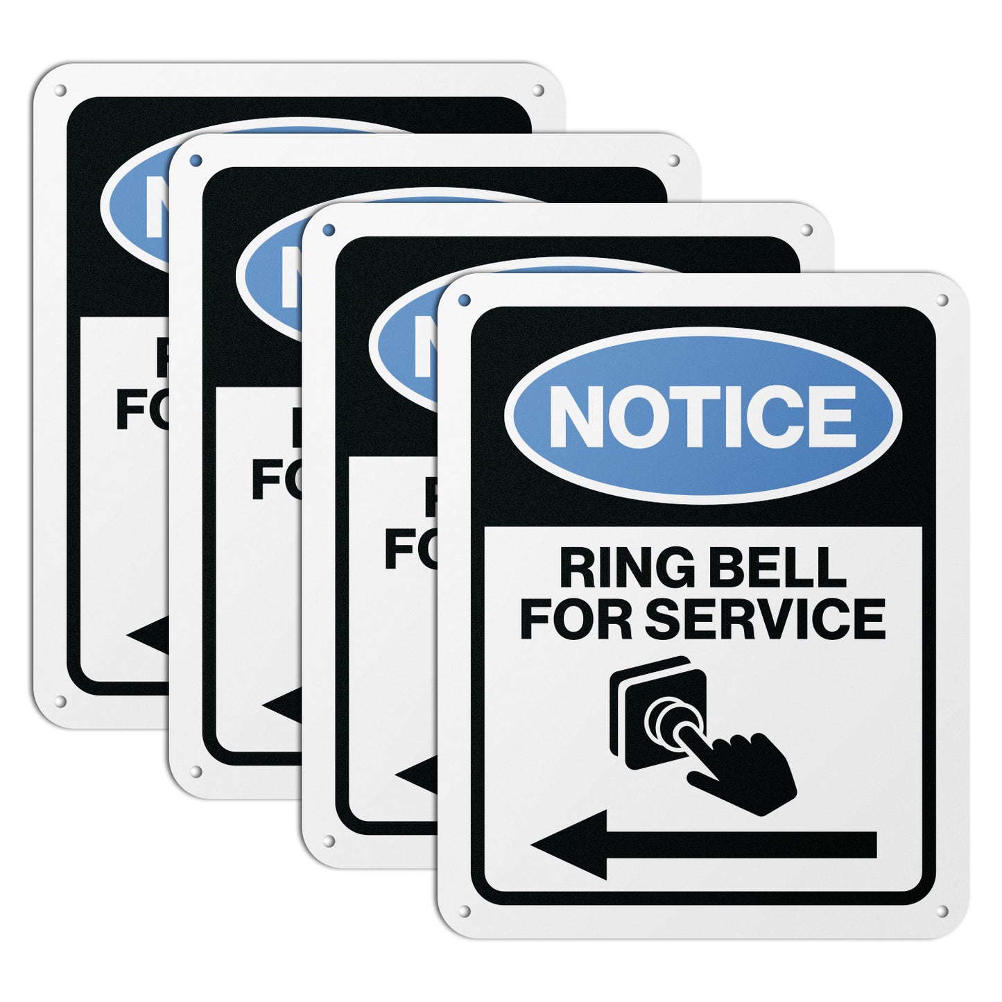 8 x 10in Aluminum Sign: Ring Bell for Service Notice