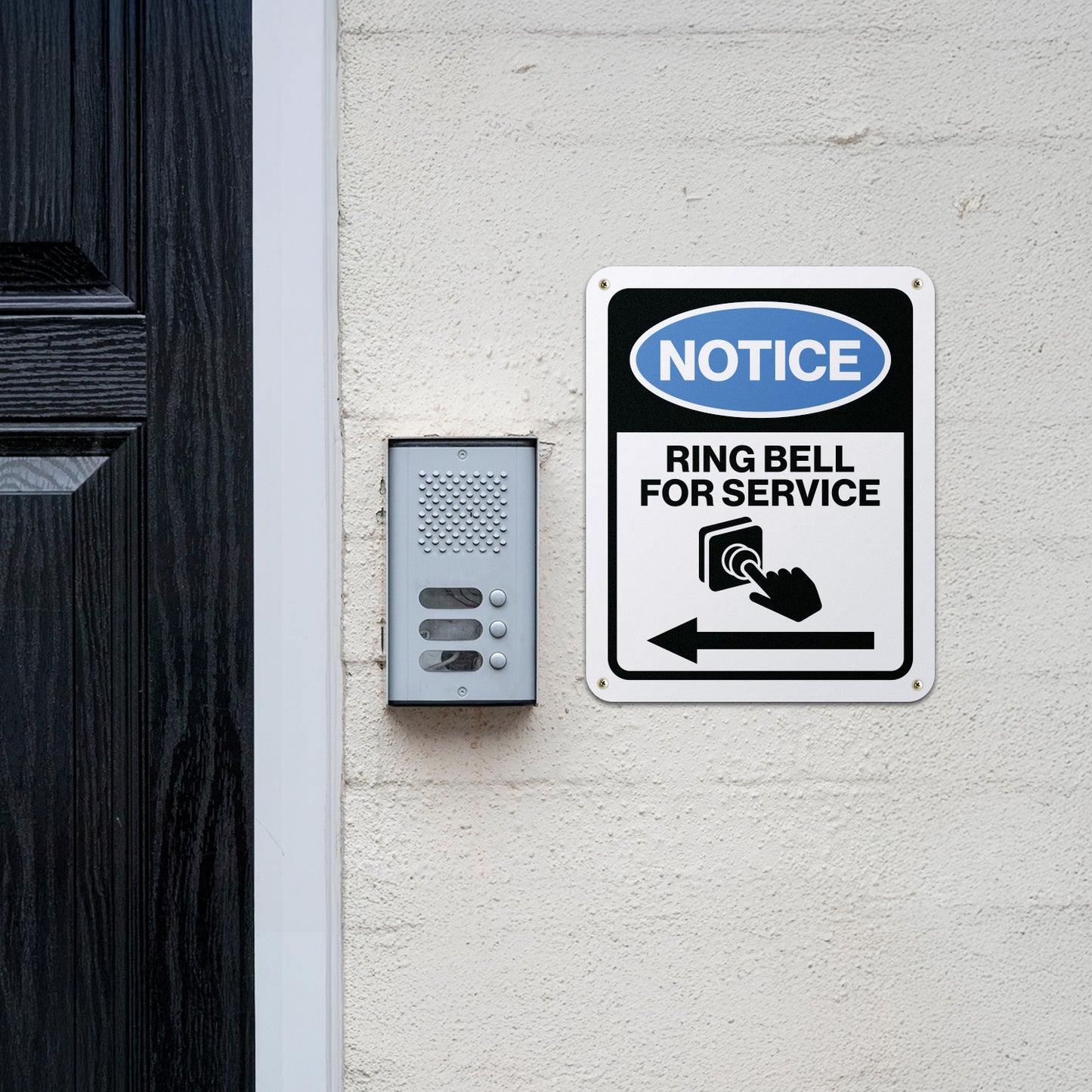 8 x 10in Aluminum Sign: Ring Bell for Service Notice