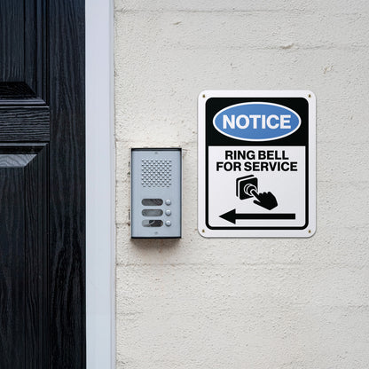 8 x 10in Aluminum Sign: Ring Bell for Service Notice