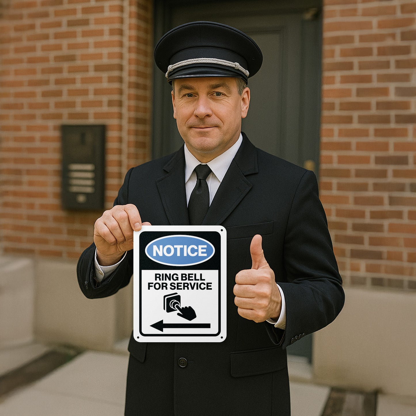 8 x 10in Aluminum Sign: Ring Bell for Service Notice