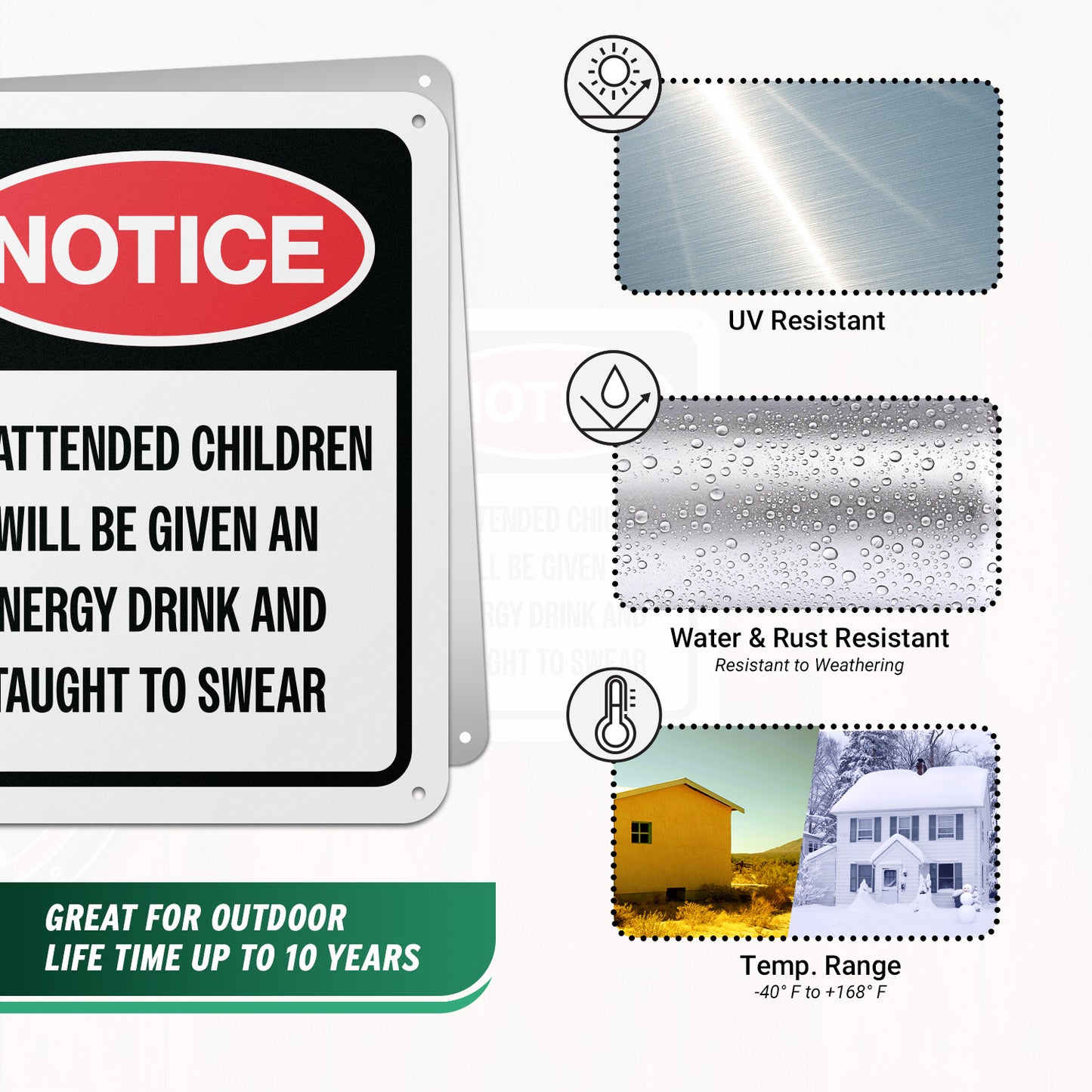 8 x 10in Caution Sign: Notice to Unattended Children