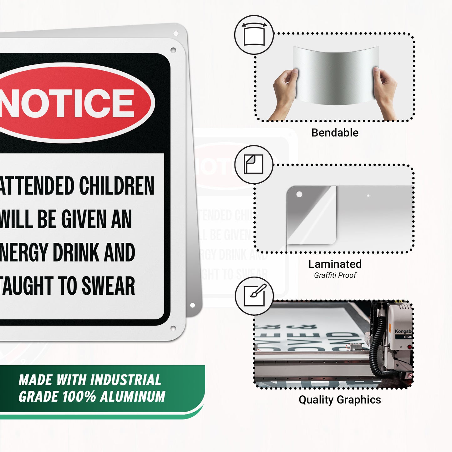 8 x 10in Caution Sign: Notice to Unattended Children