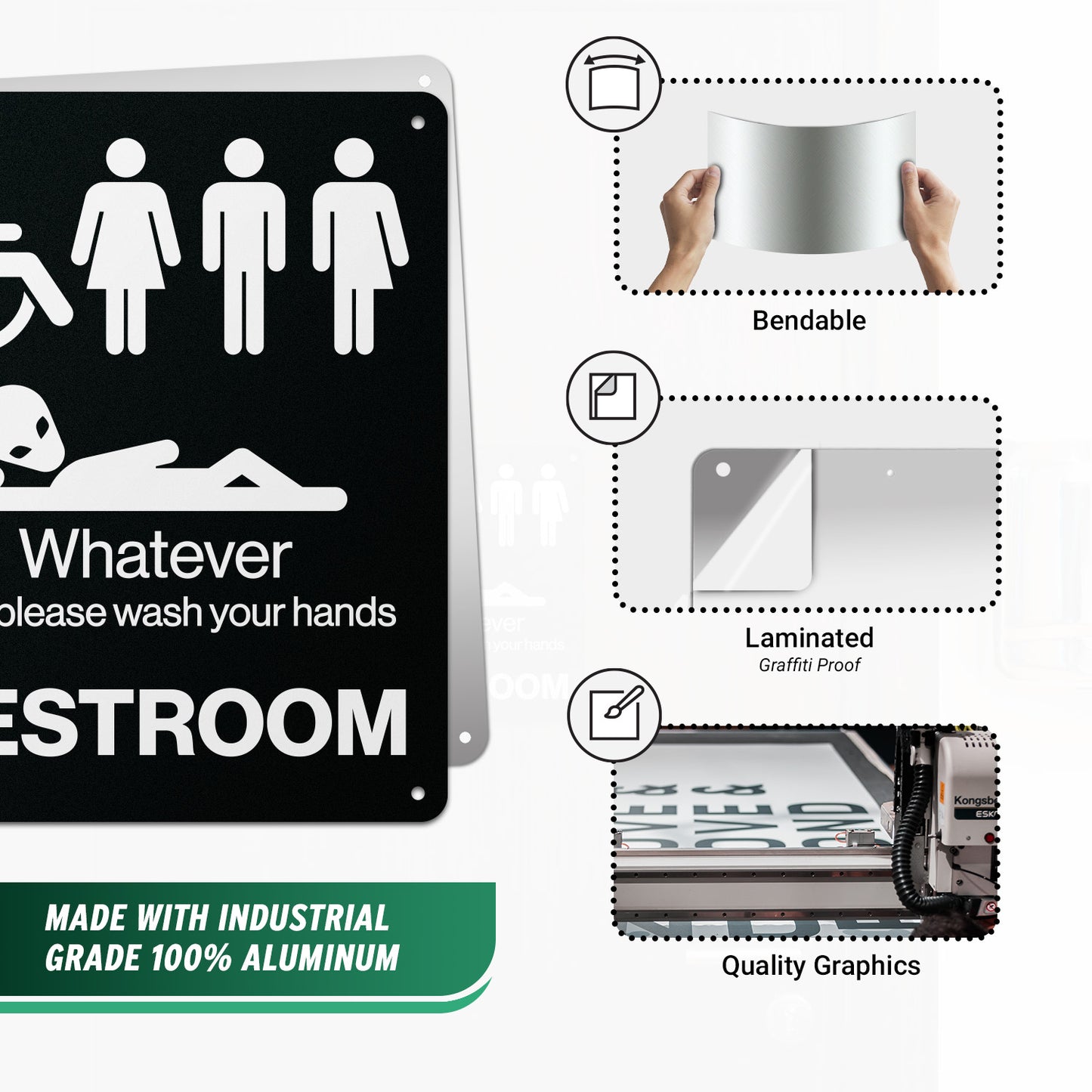 8 x 10in Aluminum Restroom Sign: Please Wash Your Hands