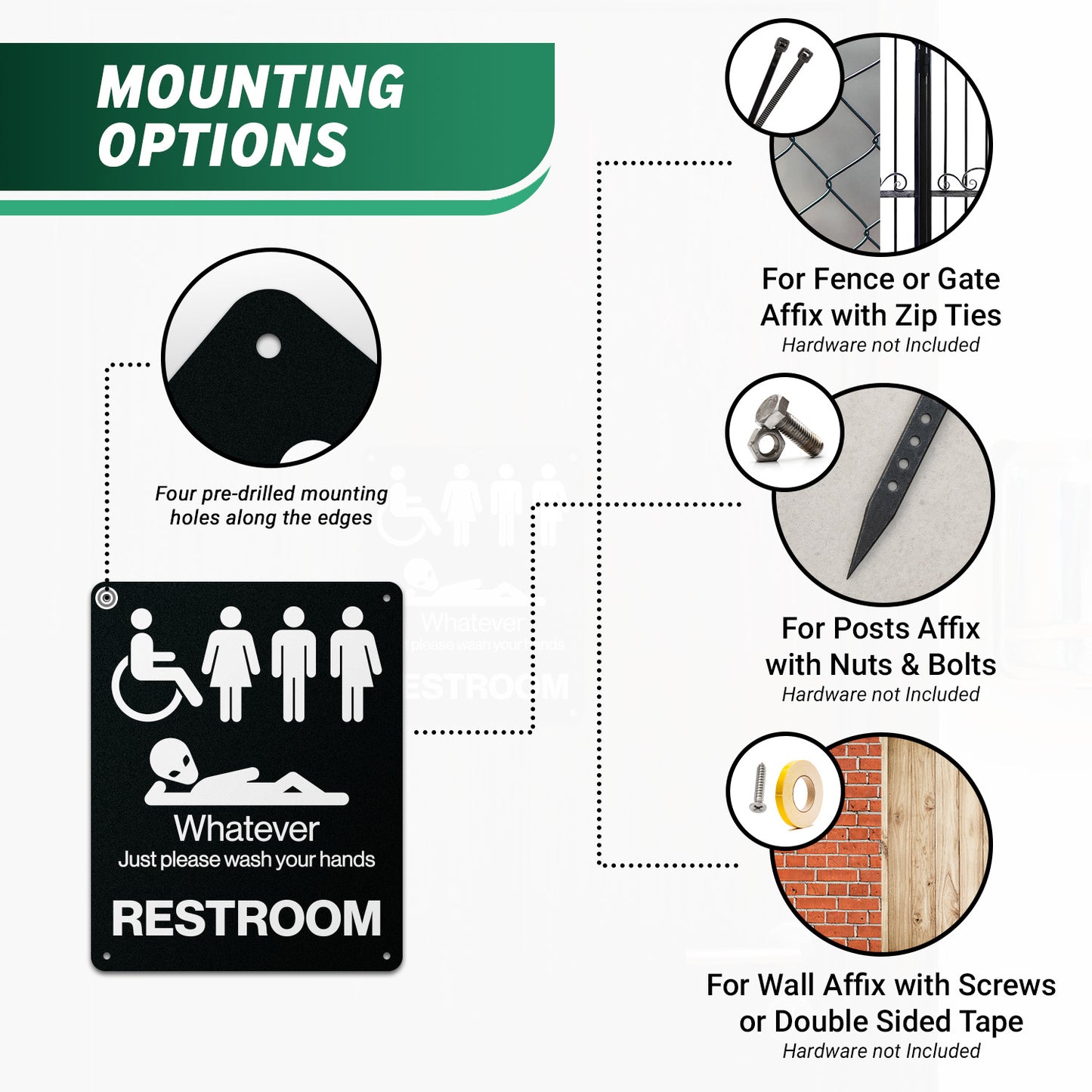 8 x 10in Aluminum Restroom Sign: Please Wash Your Hands