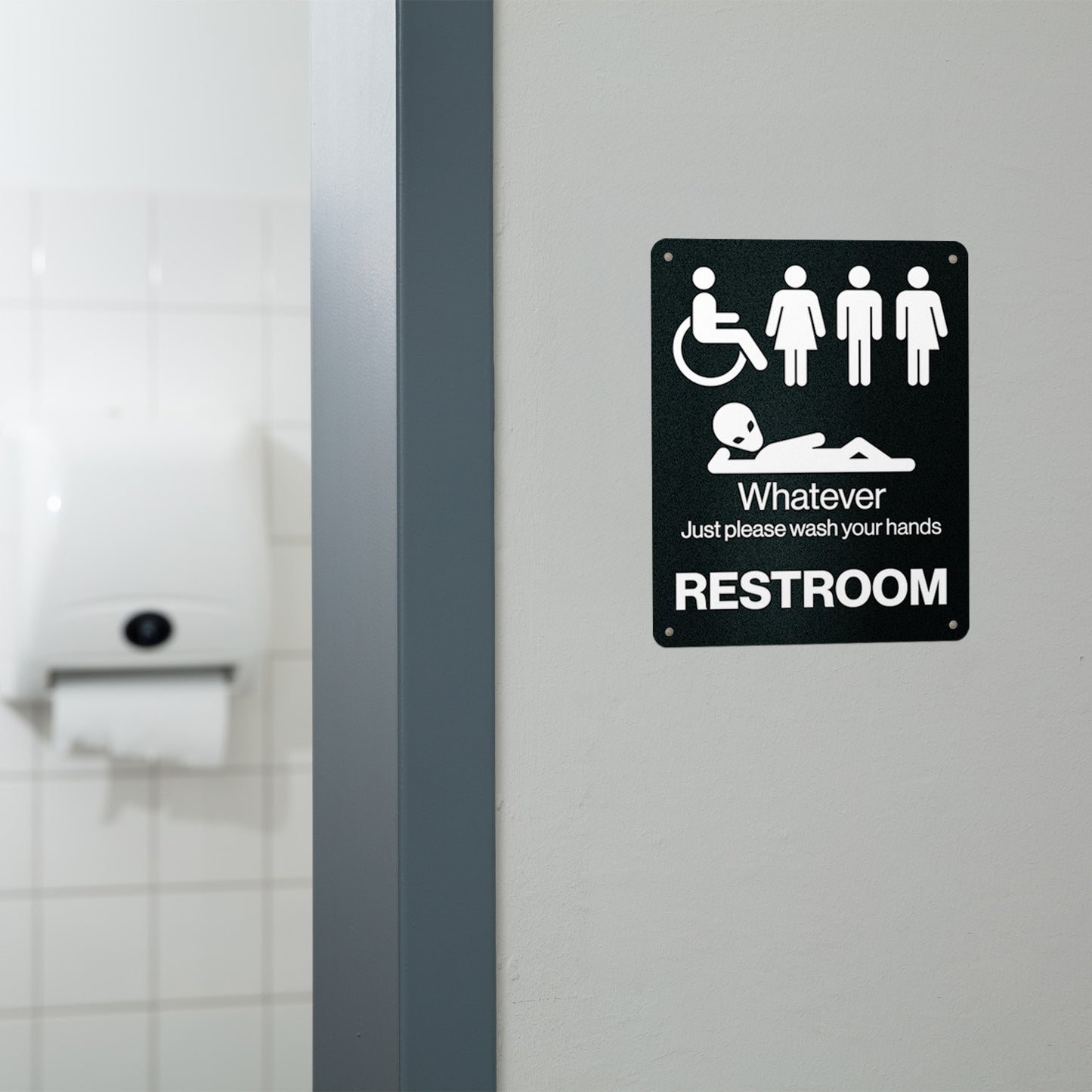 8 x 10in Aluminum Restroom Sign: Please Wash Your Hands