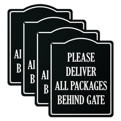 8 x 10in Delivery Instructions Sign: Please Deliver All Packages Behind Gate