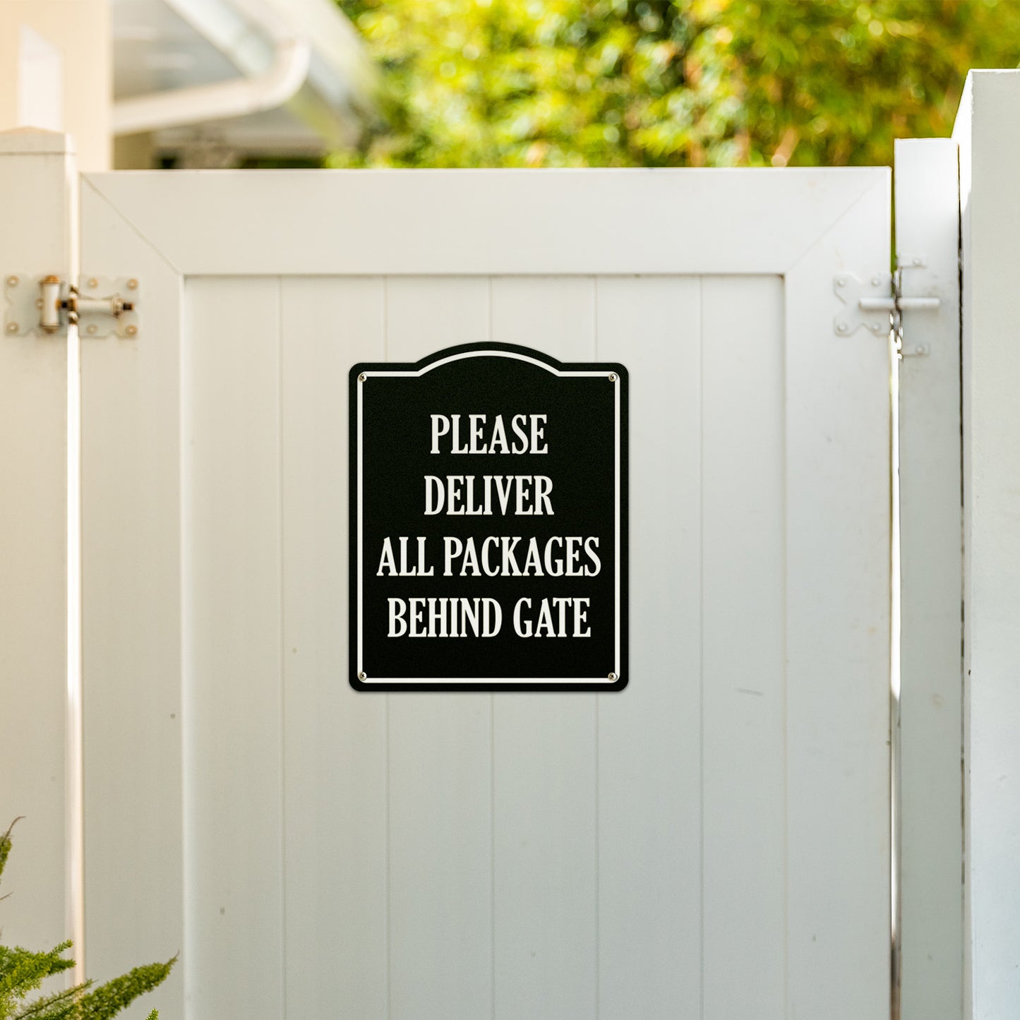 8 x 10in Delivery Instructions Sign: Please Deliver All Packages Behind Gate
