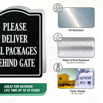 8 x 10in Delivery Instructions Sign: Please Deliver All Packages Behind Gate