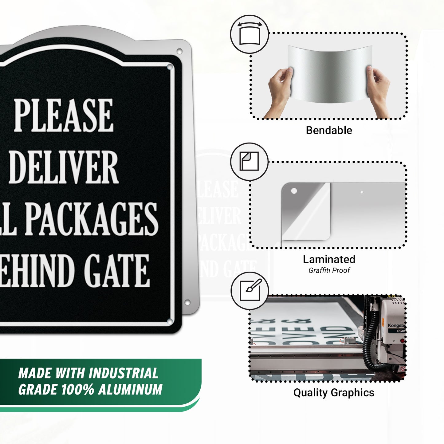8 x 10in Delivery Instructions Sign: Please Deliver All Packages Behind Gate
