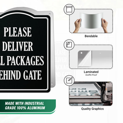 8 x 10in Delivery Instructions Sign: Please Deliver All Packages Behind Gate