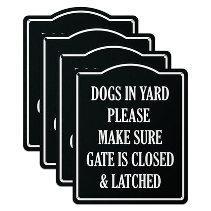 8 x 10in Dogs in Yard Aluminum Sign