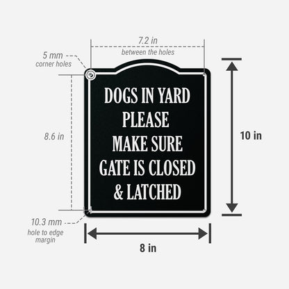 8 x 10in Dogs in Yard Aluminum Sign