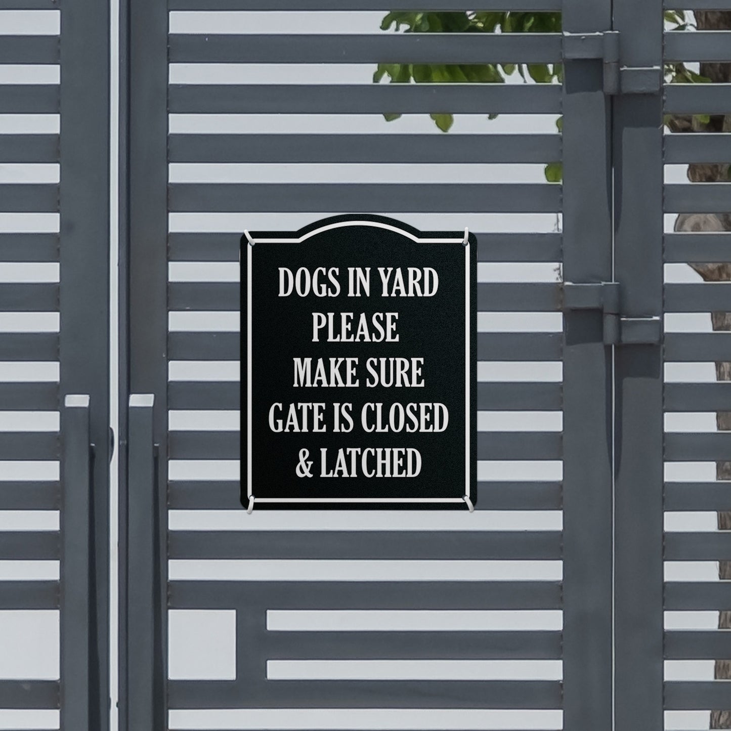 8 x 10in Dogs in Yard Aluminum Sign