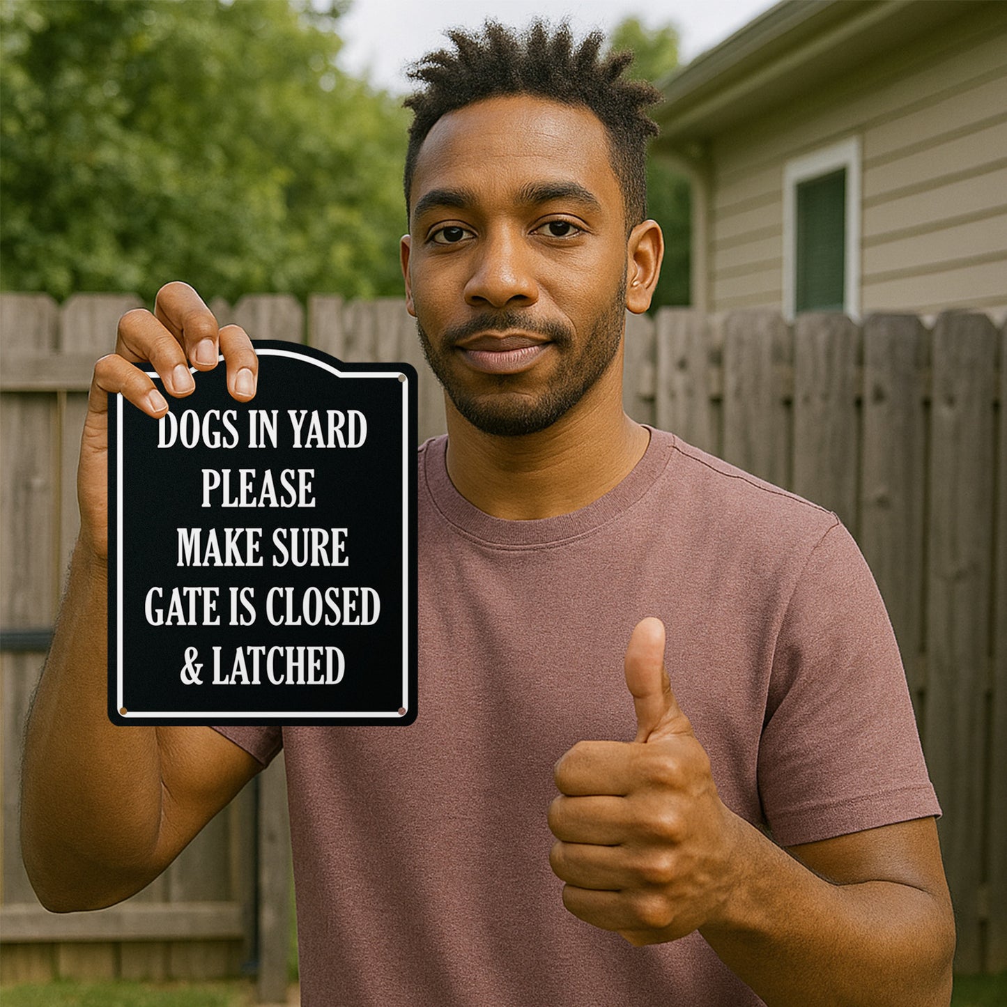 8 x 10in Dogs in Yard Aluminum Sign