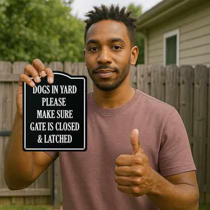 8 x 10in Dogs in Yard Aluminum Sign