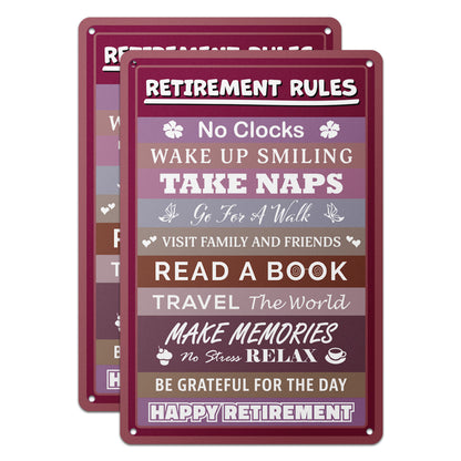 8 x 12in Aluminum Sign: Retirement Rules