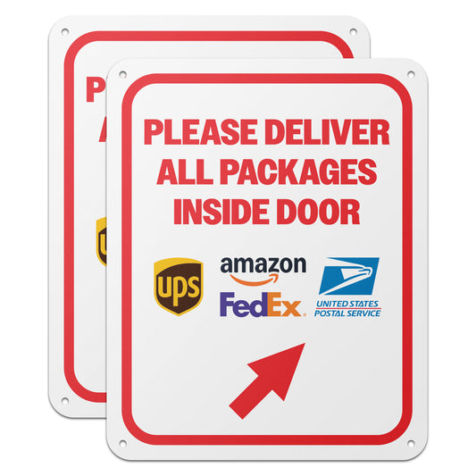 8 x 10in Delivery Sign: Please Deliver All Packages Inside Door