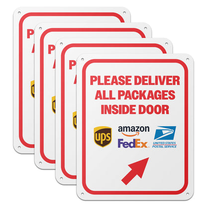 8 x 10in Delivery Sign: Please Deliver All Packages Inside Door
