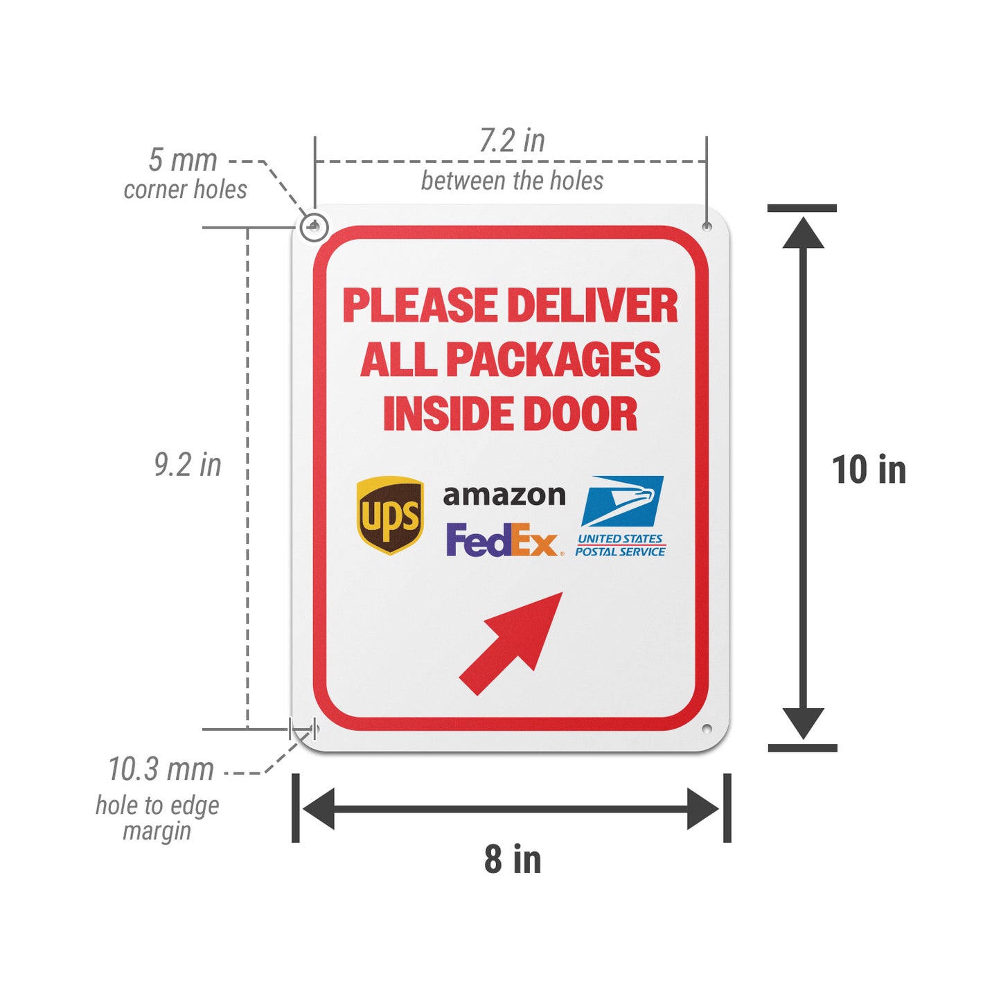 8 x 10in Delivery Sign: Please Deliver All Packages Inside Door