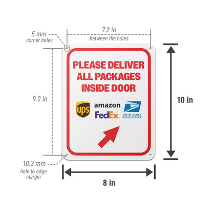 8 x 10in Delivery Sign: Please Deliver All Packages Inside Door