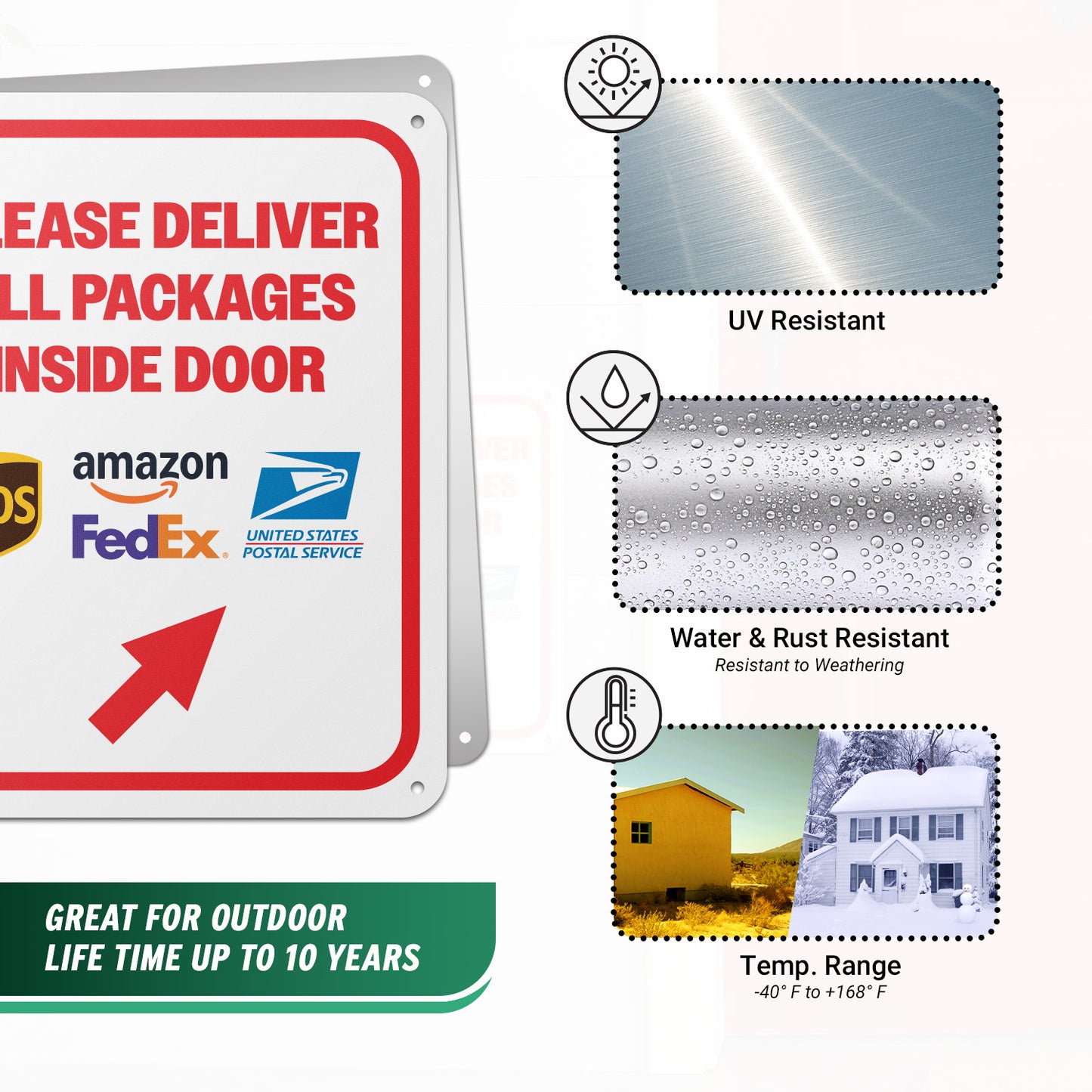 8 x 10in Delivery Sign: Please Deliver All Packages Inside Door