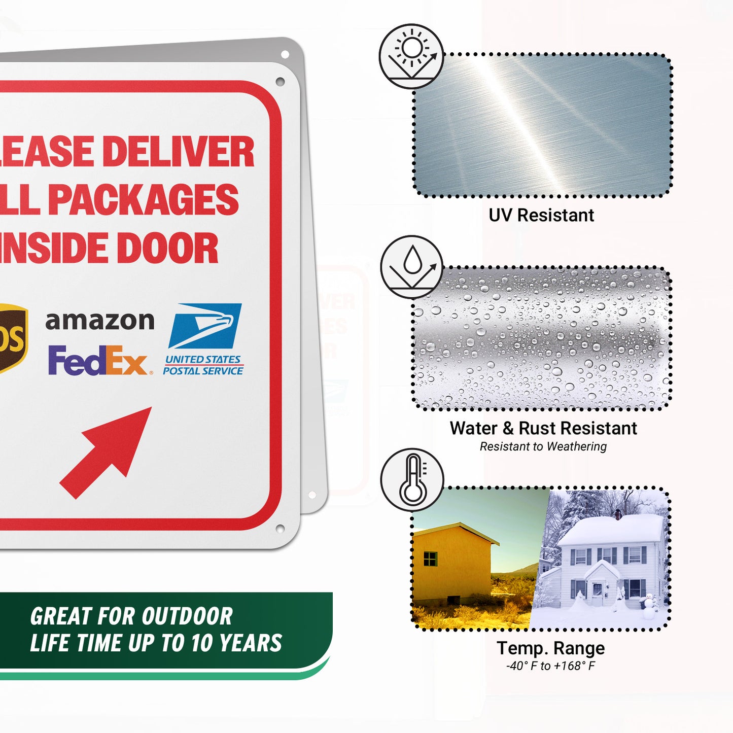 8 x 10in Delivery Sign: Please Deliver All Packages Inside Door