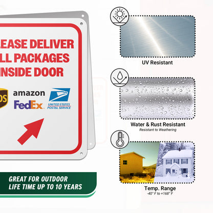 8 x 10in Delivery Sign: Please Deliver All Packages Inside Door