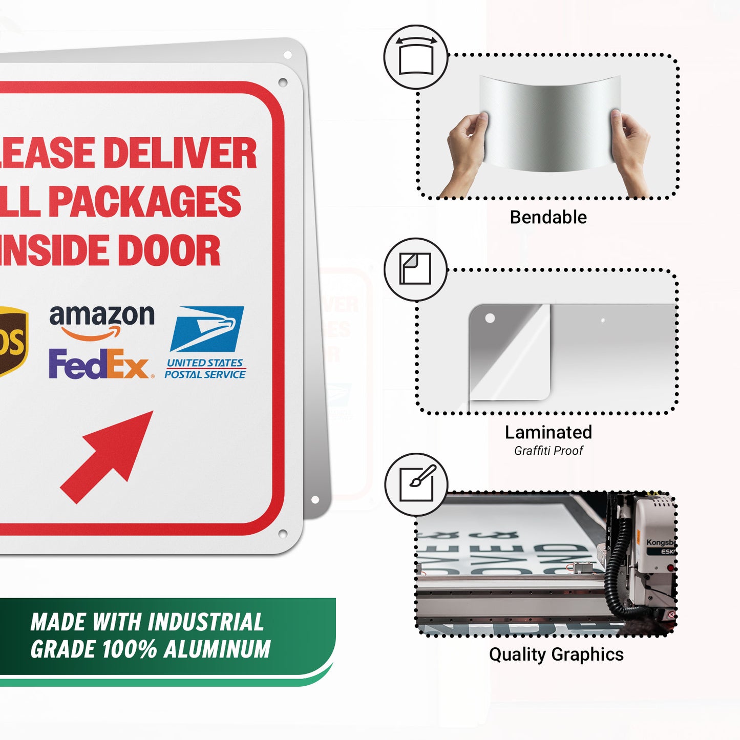 8 x 10in Delivery Sign: Please Deliver All Packages Inside Door