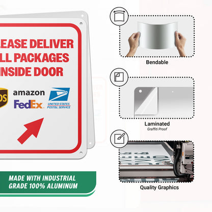 8 x 10in Delivery Sign: Please Deliver All Packages Inside Door