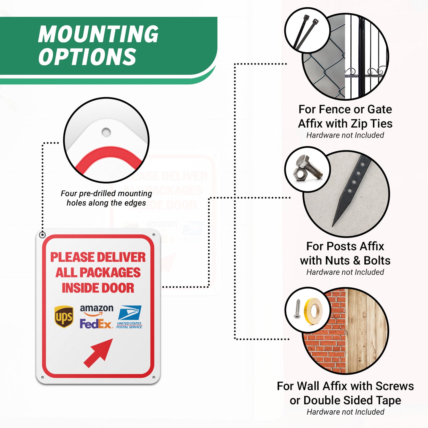 8 x 10in Delivery Sign: Please Deliver All Packages Inside Door