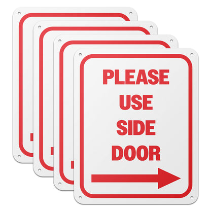 8 x 10in Aluminum Sign: Please Use Side Door