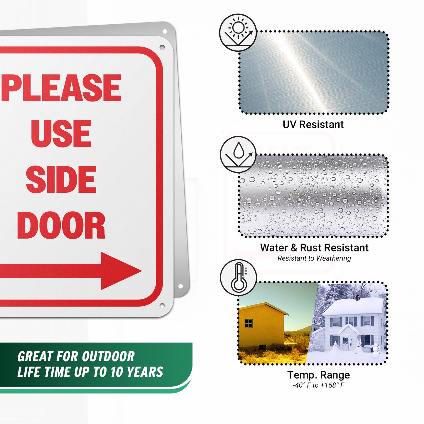 8 x 10in Aluminum Sign: Please Use Side Door